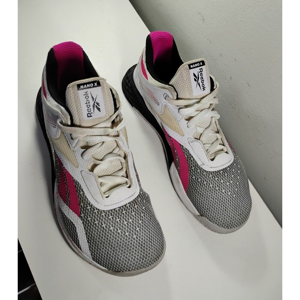 Reebok Nano X Sneaker Women's US 7.5 White Black Pink Cross Training Shoes